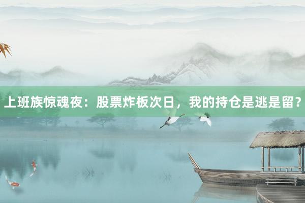 上班族惊魂夜：股票炸板次日，我的持仓是逃是留？