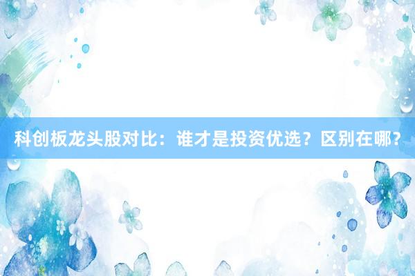 科创板龙头股对比：谁才是投资优选？区别在哪？
