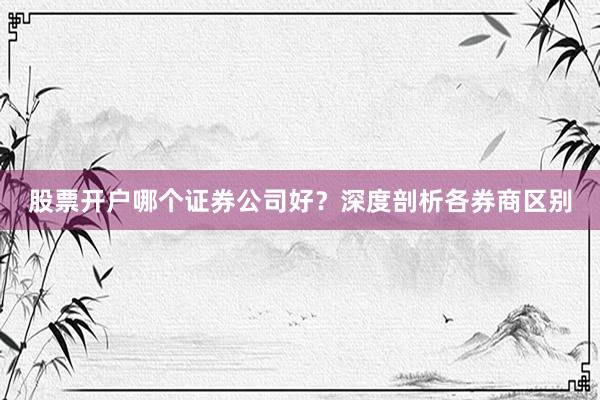股票开户哪个证券公司好？深度剖析各券商区别