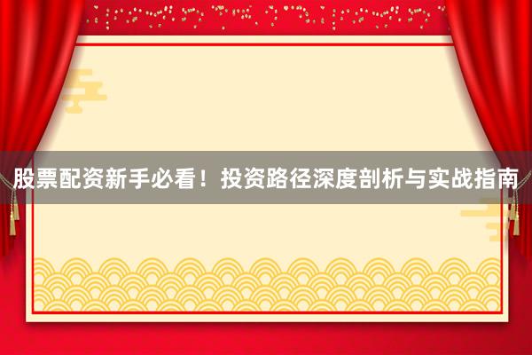 股票配资新手必看！投资路径深度剖析与实战指南