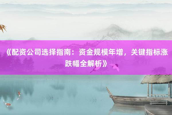 《配资公司选择指南：资金规模年增，关键指标涨跌幅全解析》