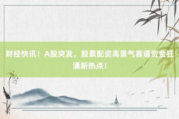 财经快讯！A股突发，股票配资高景气赛道资金狂涌新热点！
